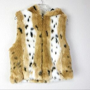 Back In The Saddle Hooded Zip Up Faux Fur Vest Size S